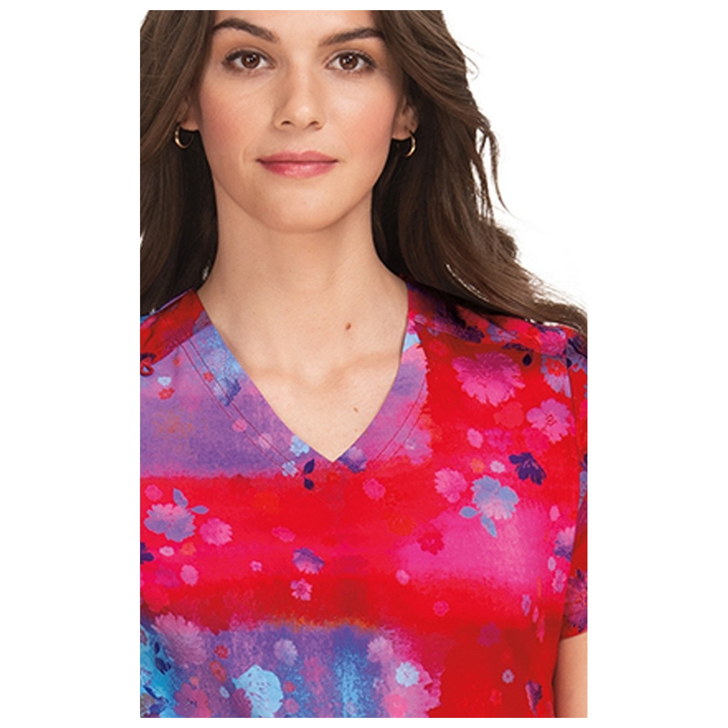 370PLM koi Lite Reform V-Neck Print Top - Vibrant Watercolor
