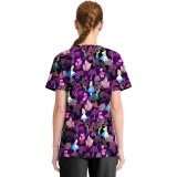 TF794 Tooniforms 2 Pocket V-Neck Print Top by Cherokee - Here And Everywhere