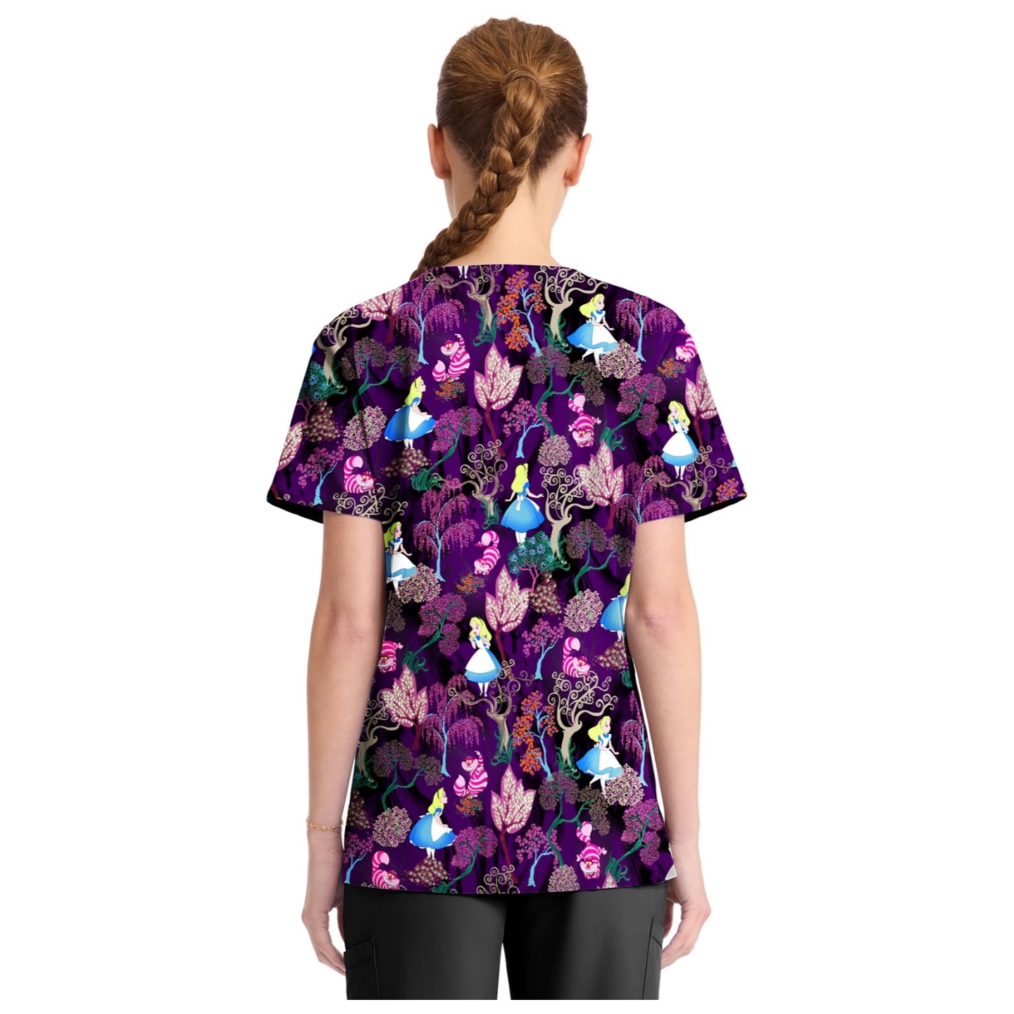 TF794 Tooniforms 2 Pocket V-Neck Print Top by Cherokee - Here And Everywhere