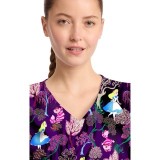 TF794 Tooniforms 2 Pocket V-Neck Print Top by Cherokee - Here And Everywhere