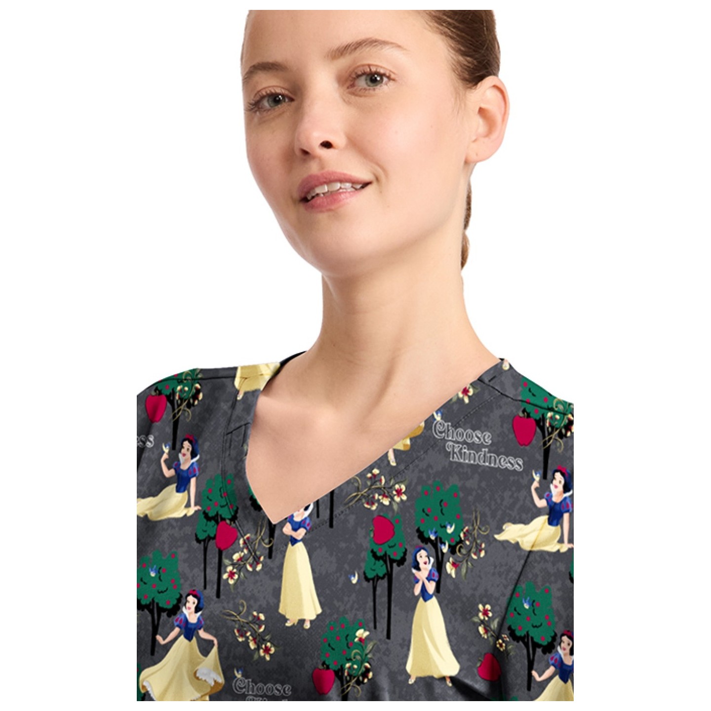 TF794 Tooniforms 2 Pocket V-Neck Print Top by Cherokee - Sending Kindness