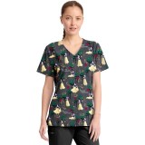 TF794 Tooniforms 2 Pocket V-Neck Print Top by Cherokee - Sending Kindness