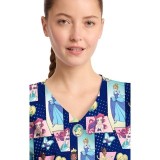TF794 Tooniforms 2 Pocket V-Neck Print Top by Cherokee - Comic Princess