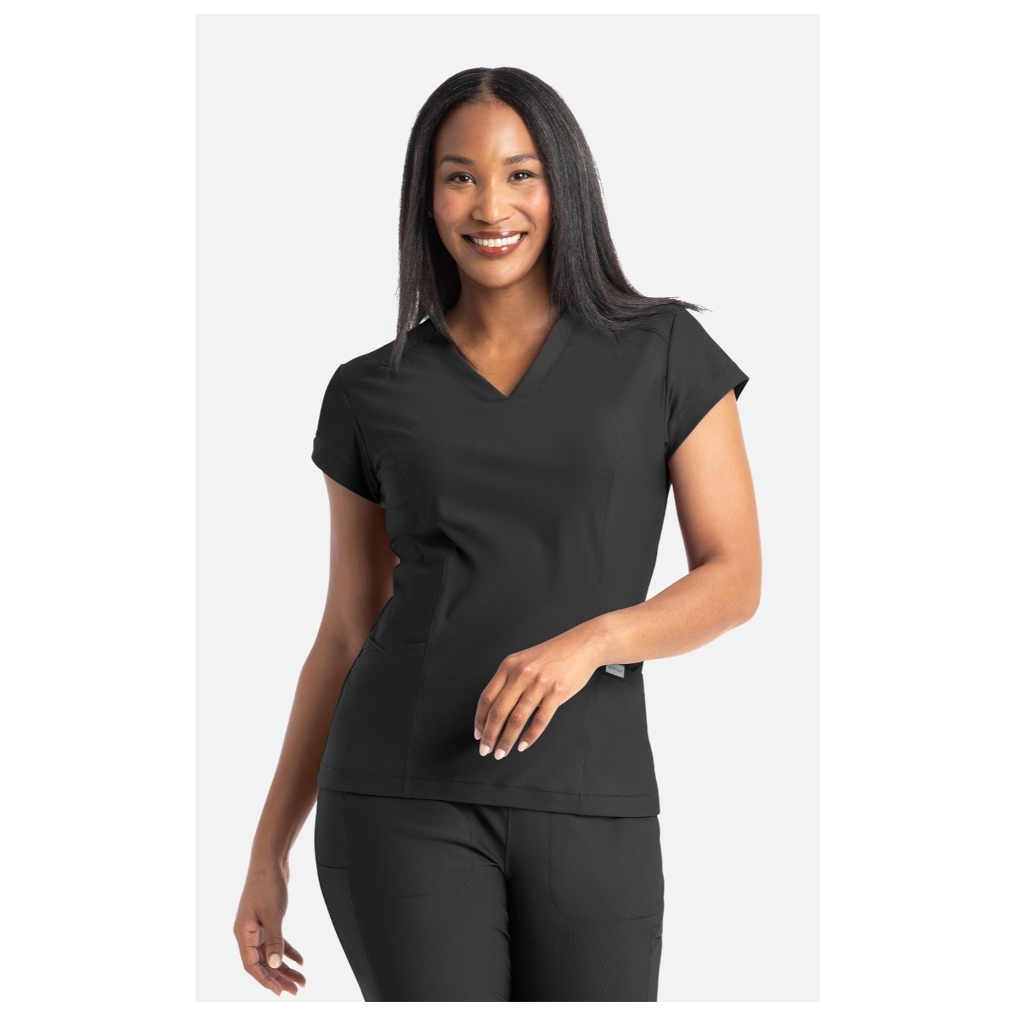 2501 Embrace Zoe Banded V-Neck 4 Pocket Top by Maevn
