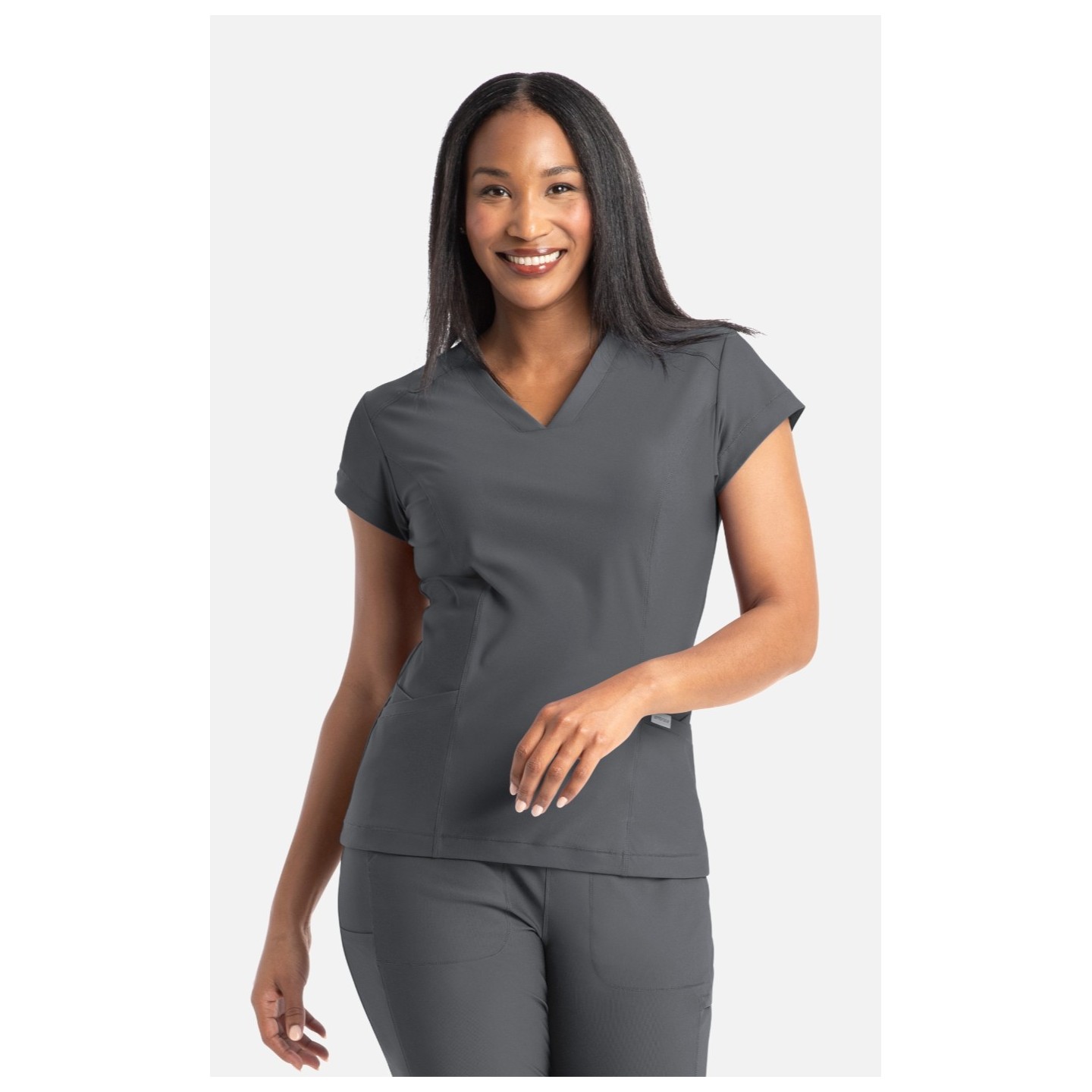 2501 Embrace Zoe Banded V-Neck 4 Pocket Top by Maevn