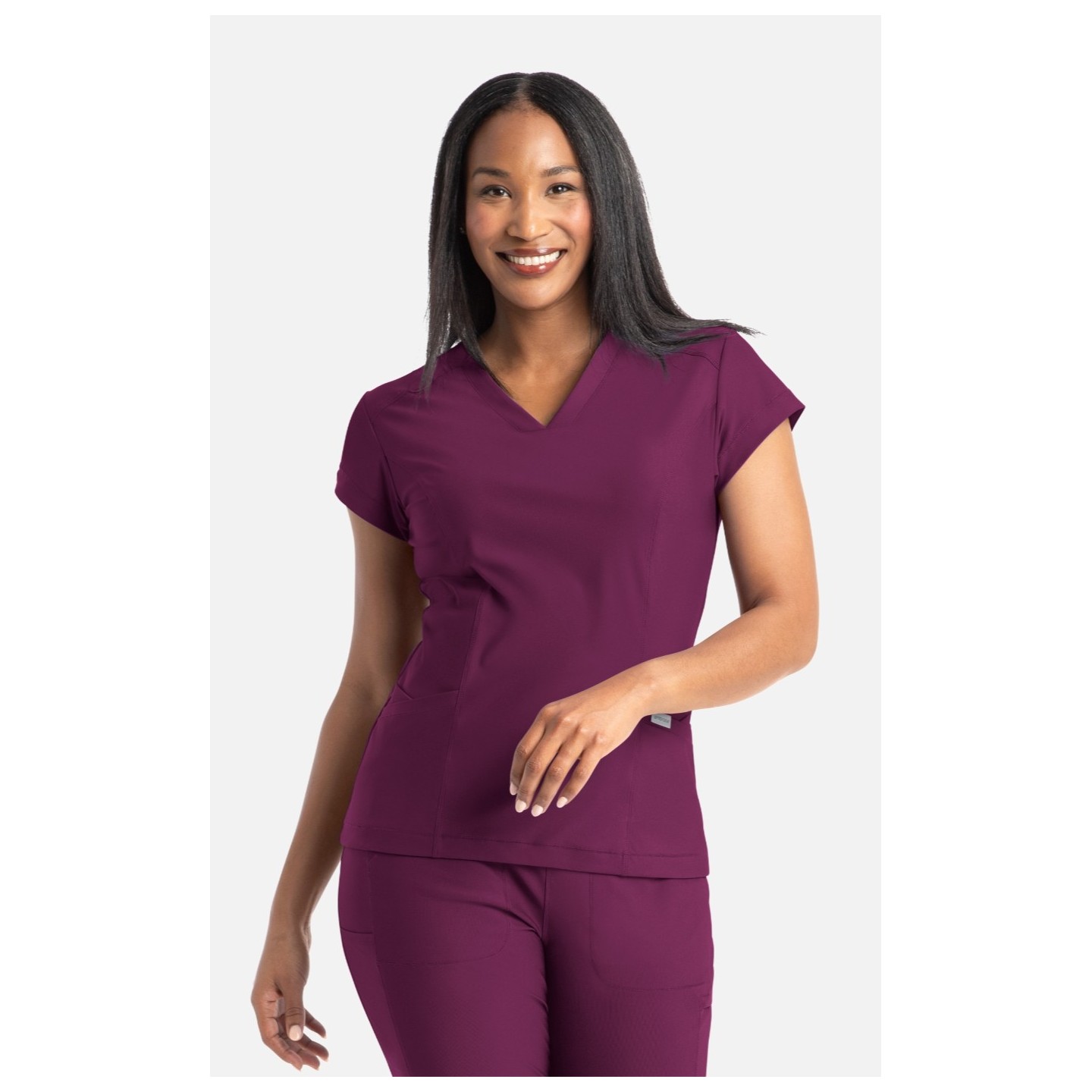 2501 Embrace Zoe Banded V-Neck 4 Pocket Top by Maevn