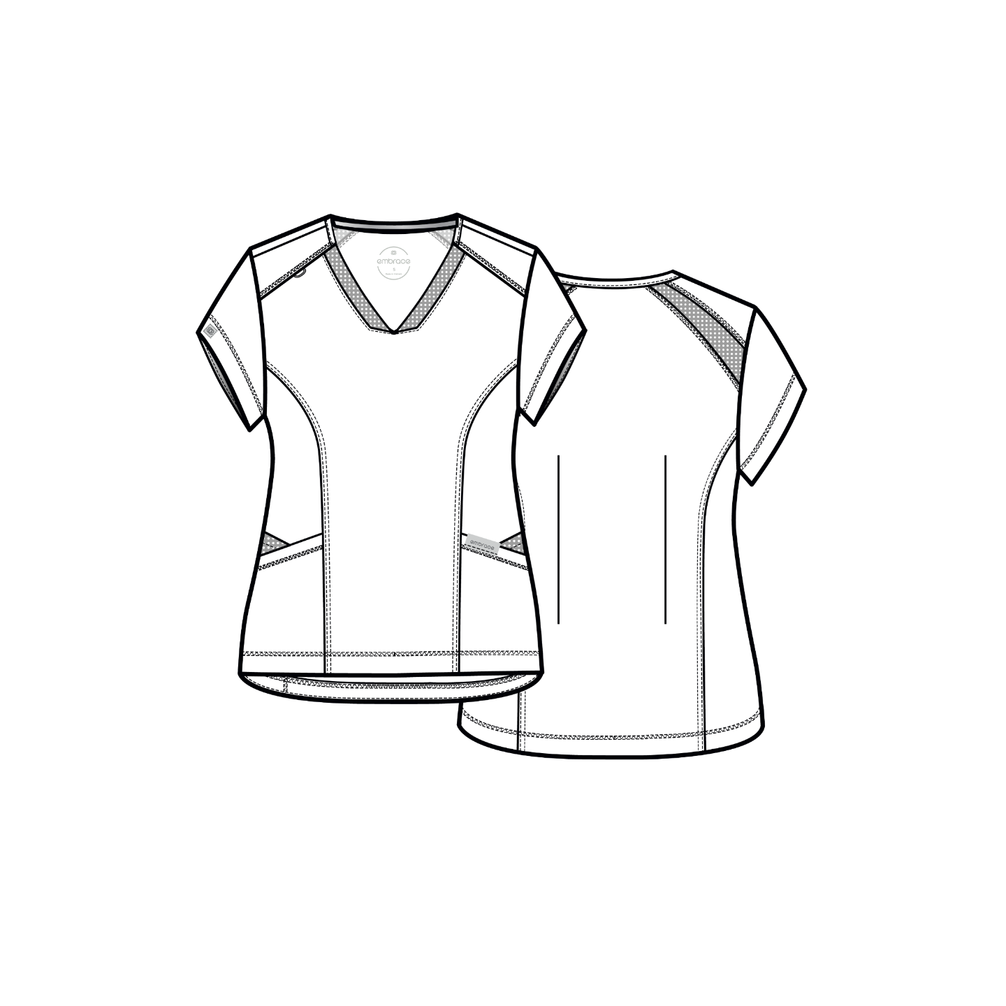 2501 Embrace Zoe Banded V-Neck 4 Pocket Top by Maevn