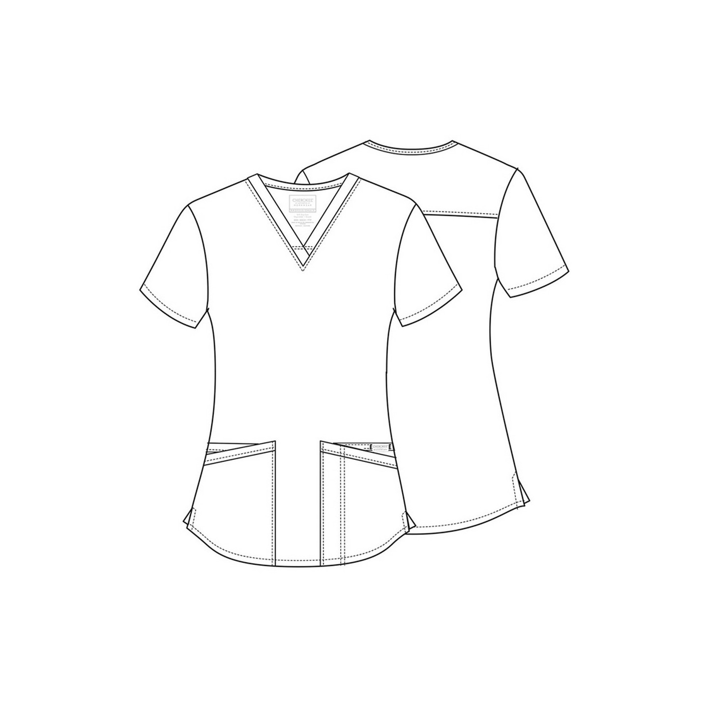 WW665 Workwear Professionals Haut à Col en V avec 3 Poches par Cherokee