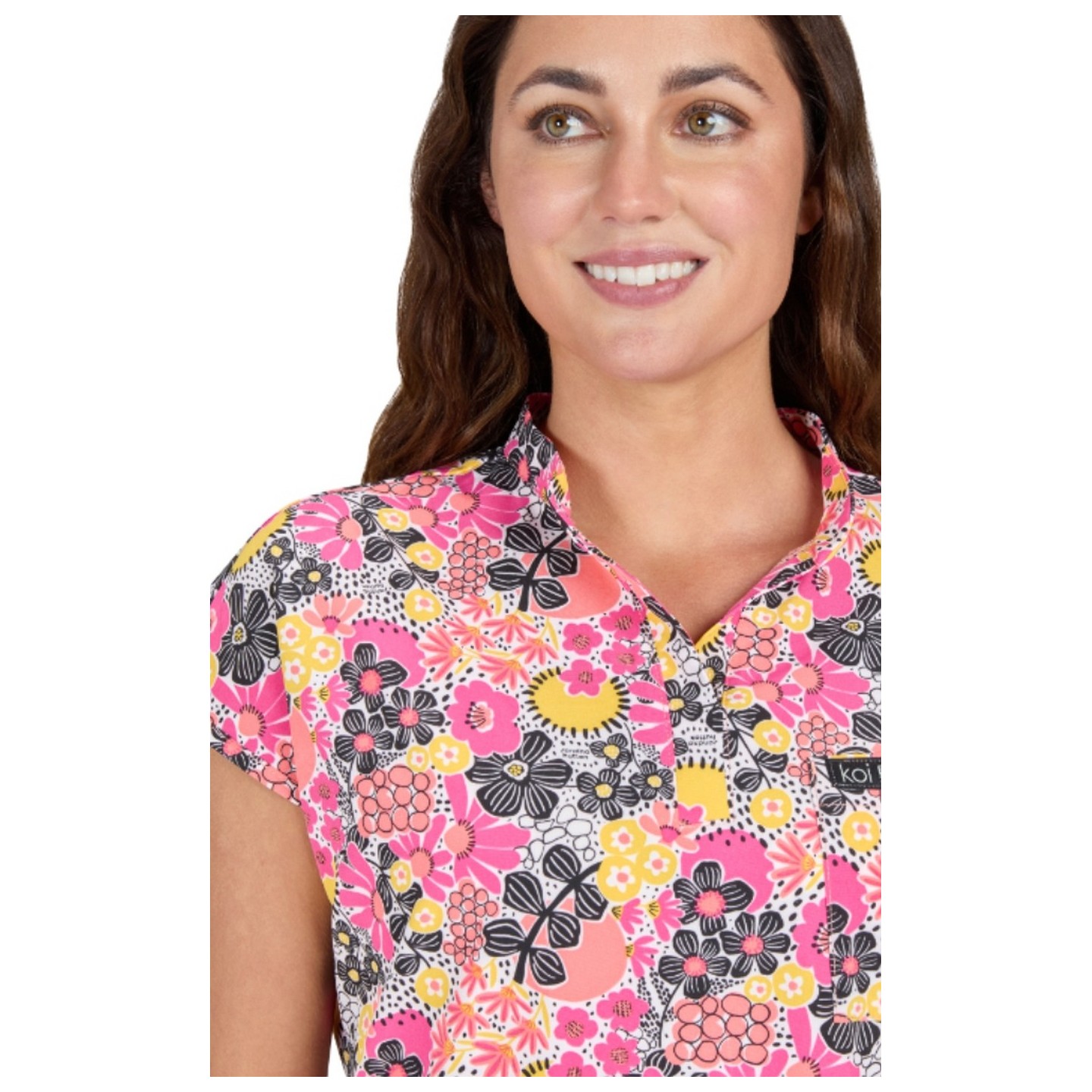 1093PR koi Basics Haut Ari à Encolure Fendue Imprimer - Susani Floral
