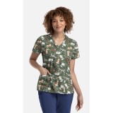 1797 Maevn Curved V-Neck Print Top - Cuddly Checkup
