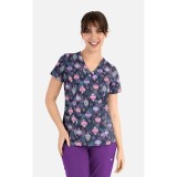 1797 Maevn Curved V-Neck Print Top - Frosted Ornaments