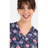 1797 Maevn Curved V-Neck Print Top - Frosted Ornaments