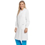 L507 Full Length Unisex Lab Coat Snap Front With Knitted Cuffs - Women's View