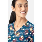 1797 Maevn Curved V-Neck Print Top - Festive Sips