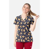 1797 Maevn Curved V-Neck Print Top - Gingerbread Zen