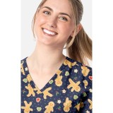 1797 Maevn Curved V-Neck Print Top - Gingerbread Zen