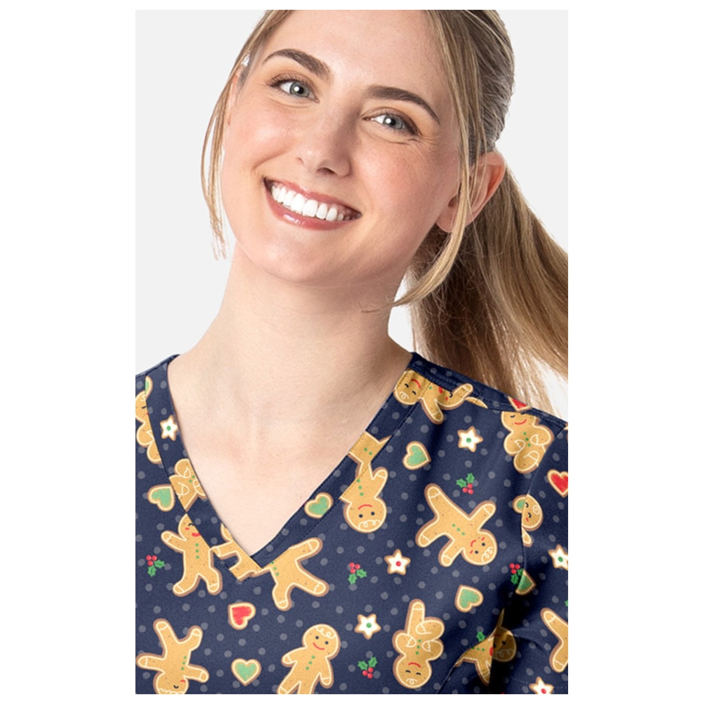 1797 Maevn Curved V-Neck Print Top - Gingerbread Zen