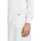 L507 Manteau de laboratoire unisexe long avec fermoir en *Snap* en avant - Poignets tricotés – La vue des femmes