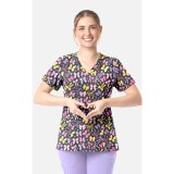 1797 Maevn Curved V-Neck Print Top - Ribbons Of Hope