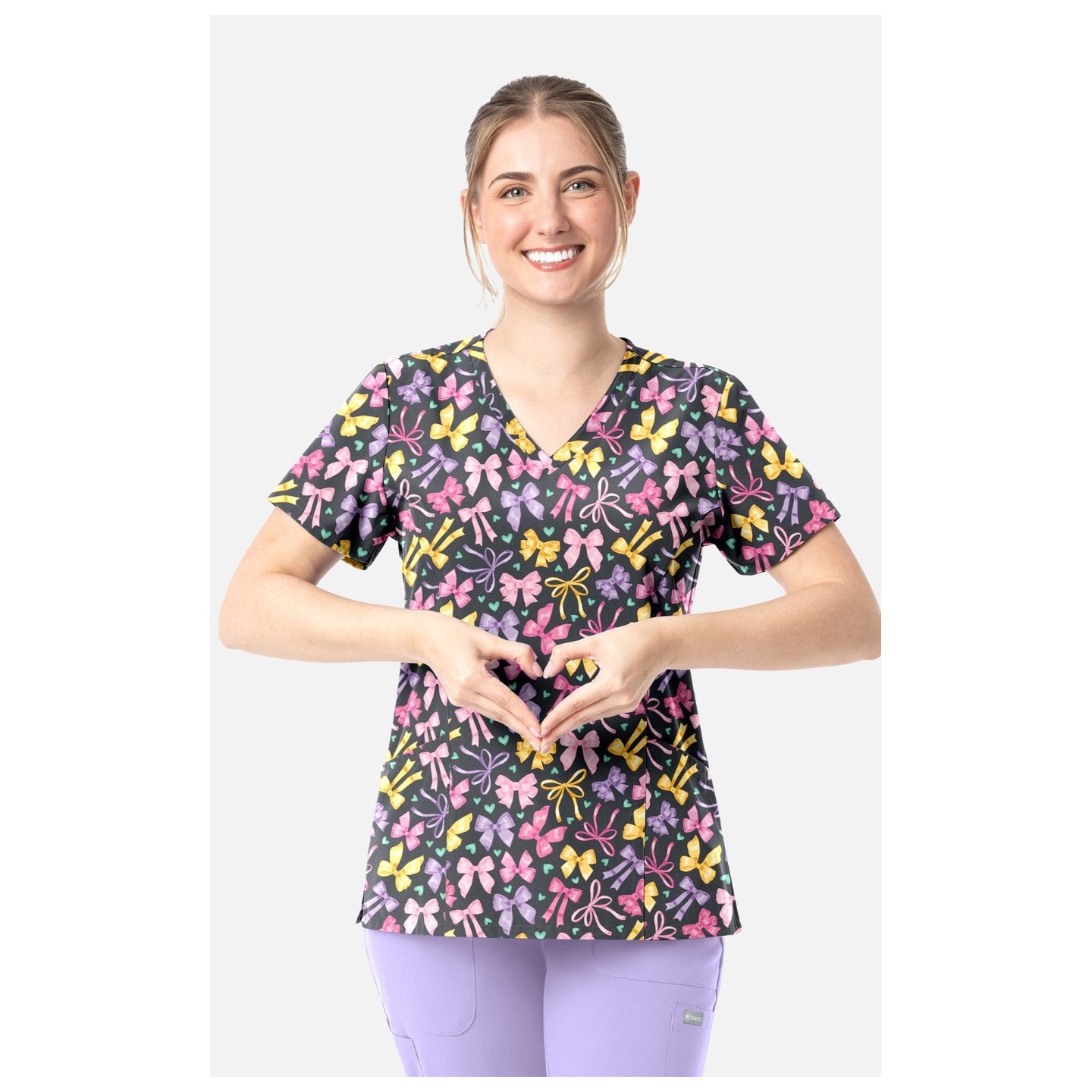 1797 Maevn Curved V-Neck Print Top - Ribbons Of Hope