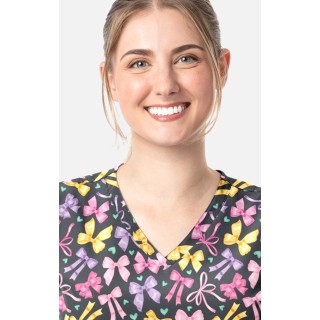 1797 Maevn Curved V-Neck Print Top - Ribbons Of Hope