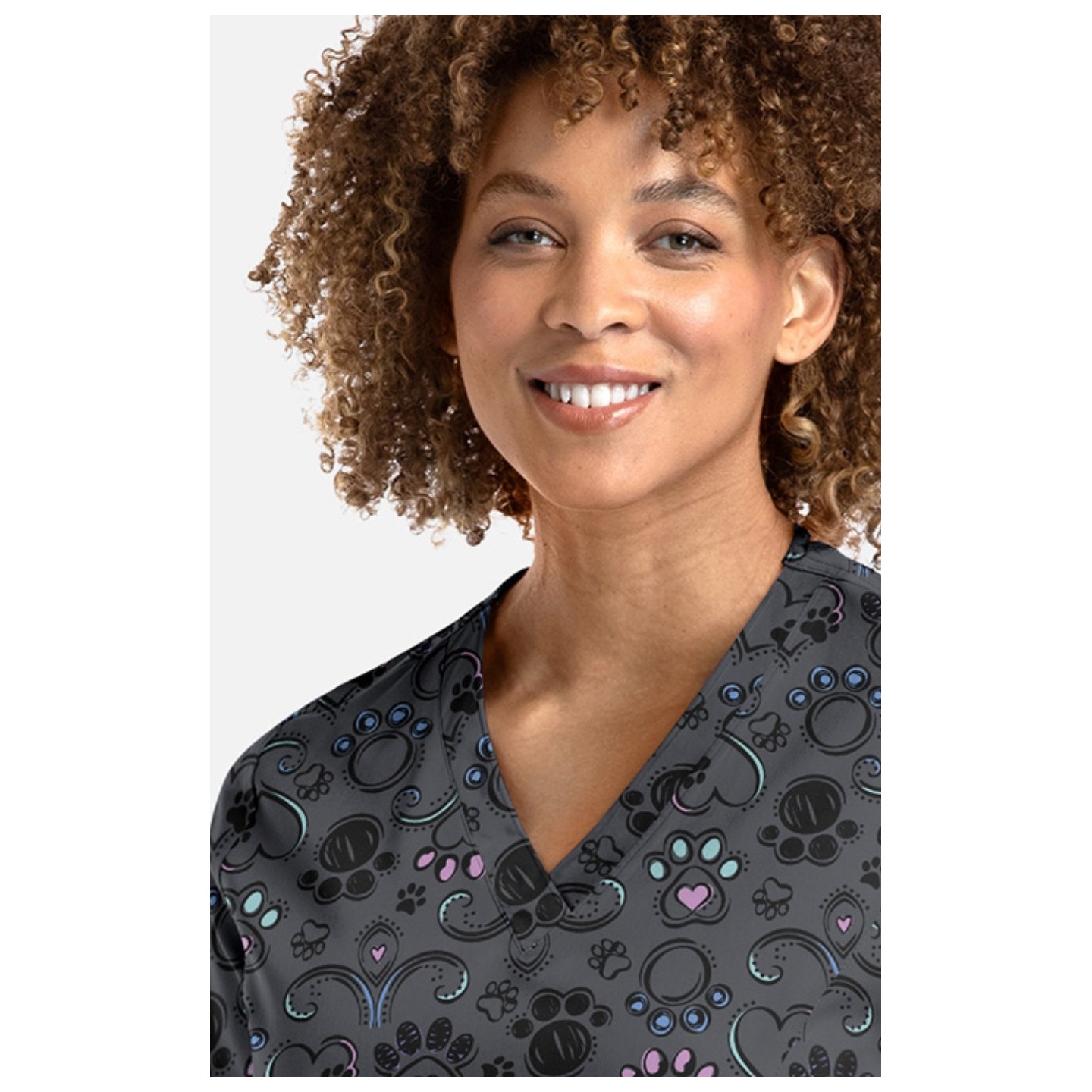 1797 Maevn Curved V-Neck Print Top - Regal Paws