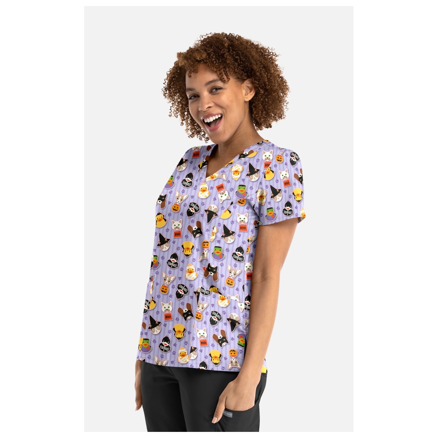 1797 Maevn Haut Imprimé à Col en V Incurvé - Spooky Squad