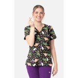 1797 Maevn Curved V-Neck Print Top - Trick-a-saurus
