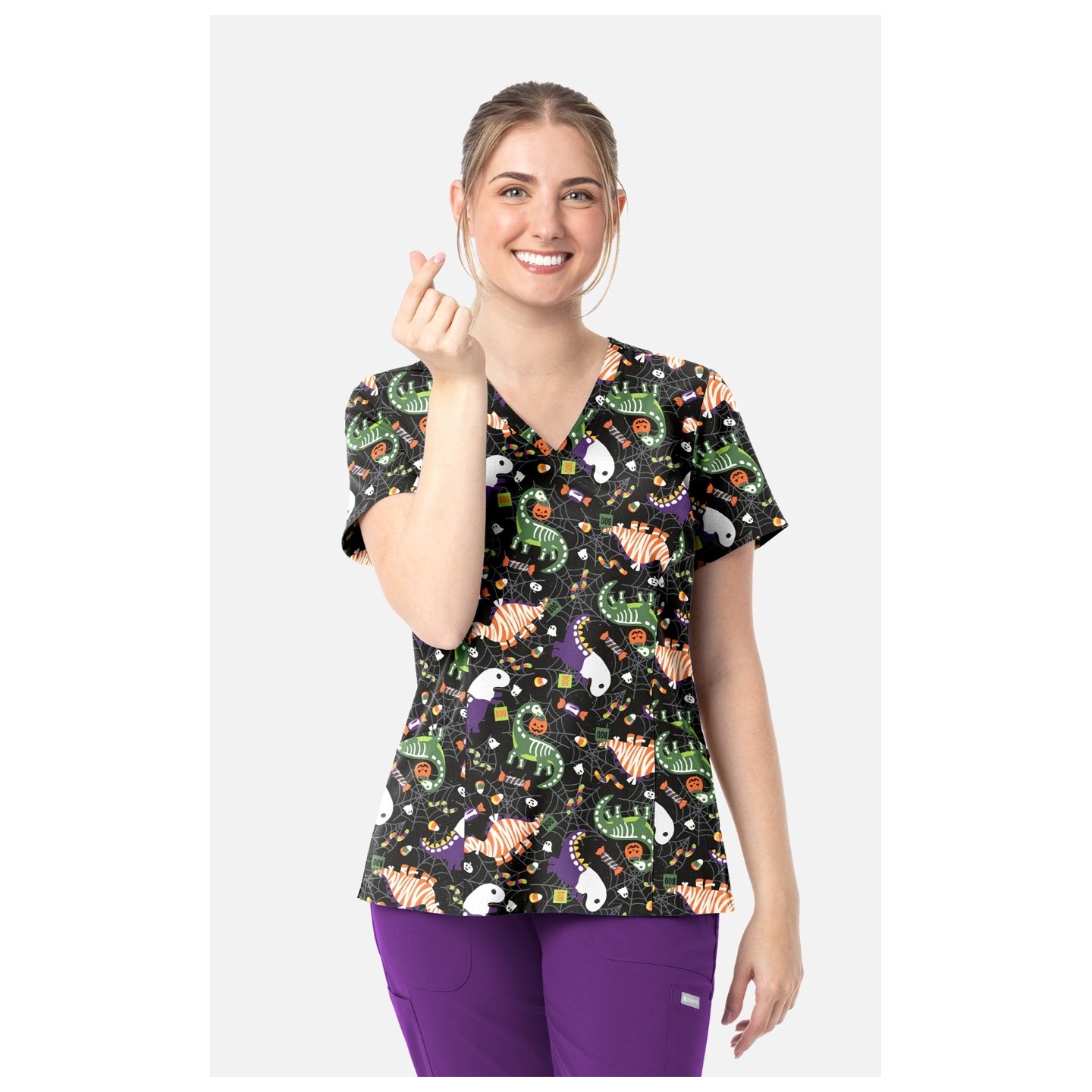 1797 Maevn Curved V-Neck Print Top - Trick-a-saurus