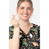 1797 Maevn Curved V-Neck Print Top - Trick-a-saurus