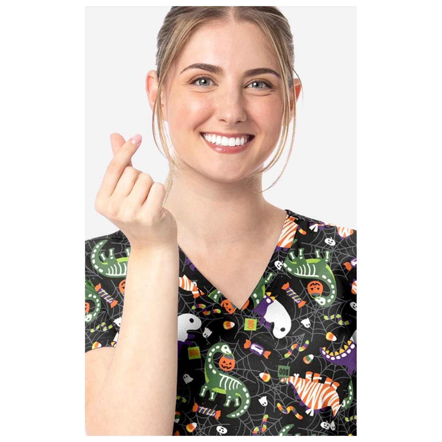 1797 Maevn Curved V-Neck Print Top - Trick-a-saurus