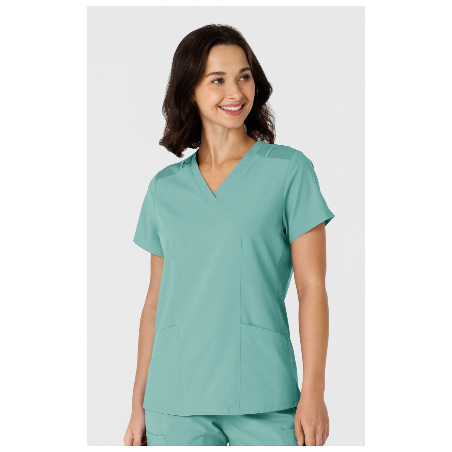 6145 W123 Flex-n-Reach Side Panel Curved V-Neck Top by WINK
