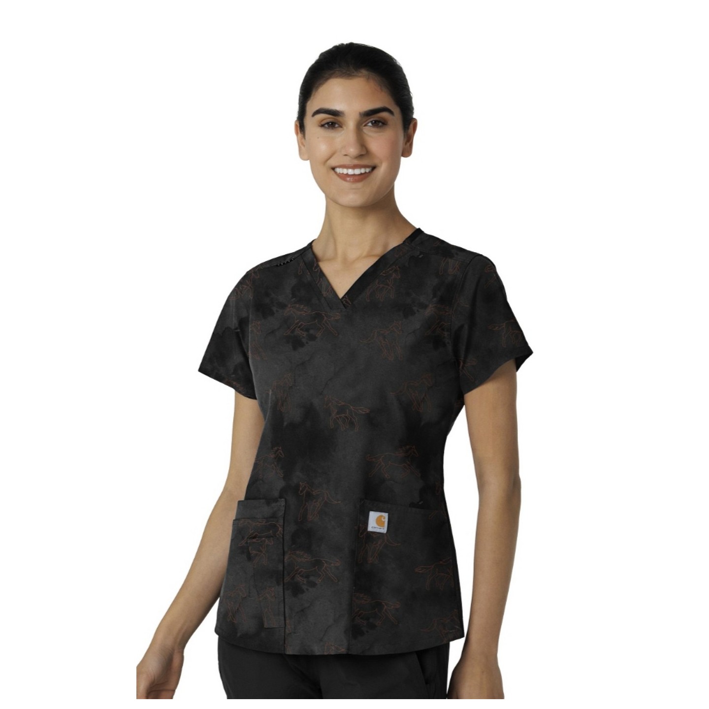 C13414 Carhartt Haut Imprimer à Col en V avec 4 Poches - Misty Ride Black