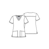 CK671 Cherokee Genuine Classic V-Neck 2 Pocket Print Top - Fin-tastic Watercolor