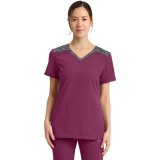 DK740 Dickies Dynamix V-Neck Top with Heather Colour Block Design