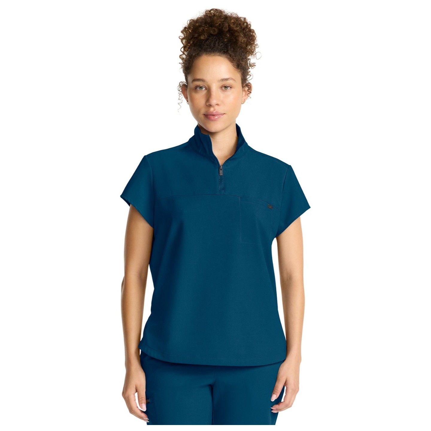 HH752 Quest Bella Partial Zip Stand Collar Scrub Top by Healing Hands