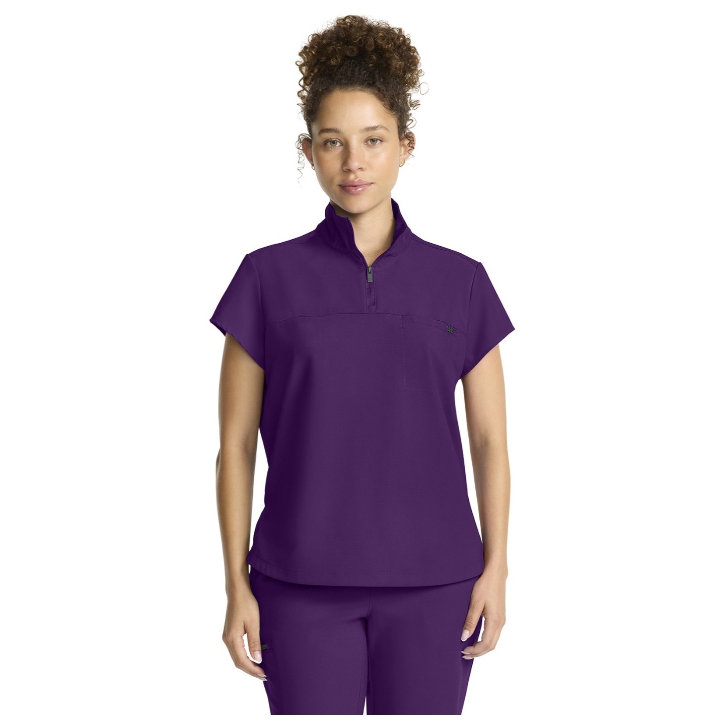 HH752 Quest Bella Partial Zip Stand Collar Scrub Top by Healing Hands