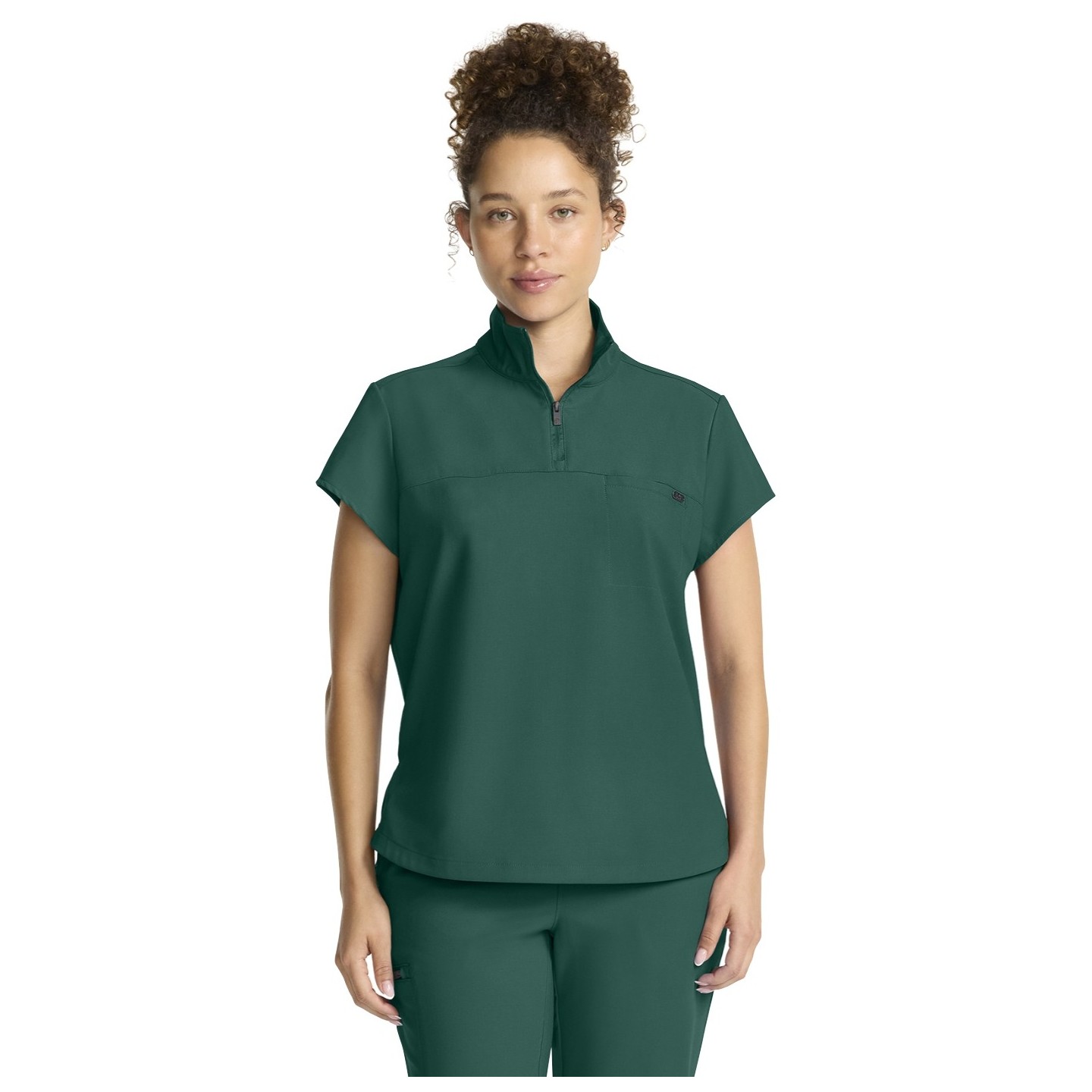 HH752 Quest Bella Partial Zip Stand Collar Scrub Top by Healing Hands