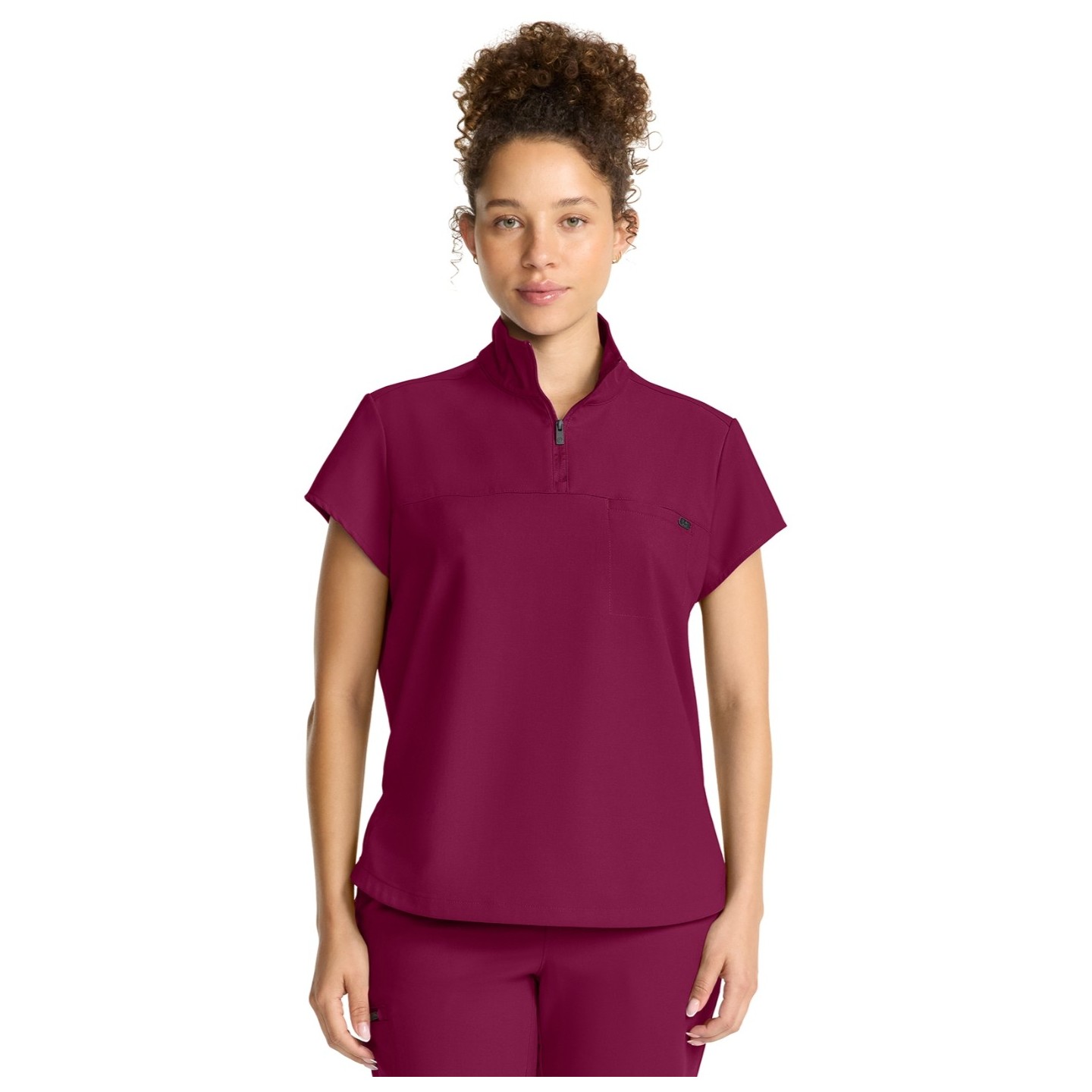 HH752 Quest Bella Partial Zip Stand Collar Scrub Top by Healing Hands