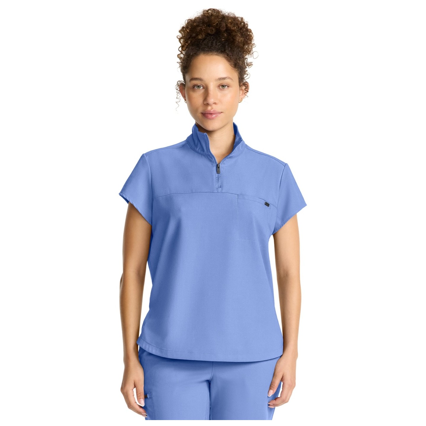 HH752 Quest Bella Partial Zip Stand Collar Scrub Top by Healing Hands