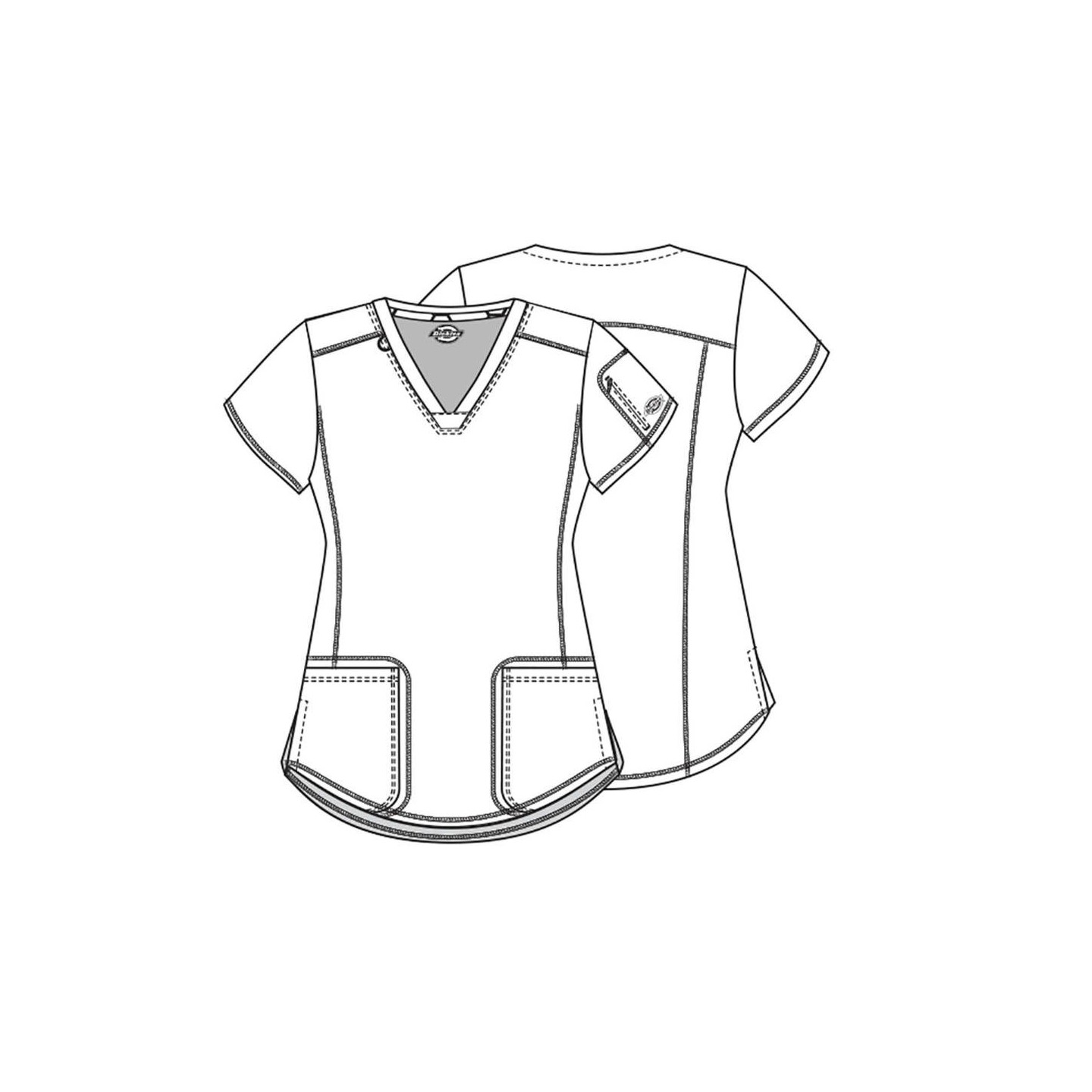 DK730 Dickies Dynamix Haut à Col en V avec 3 Poches