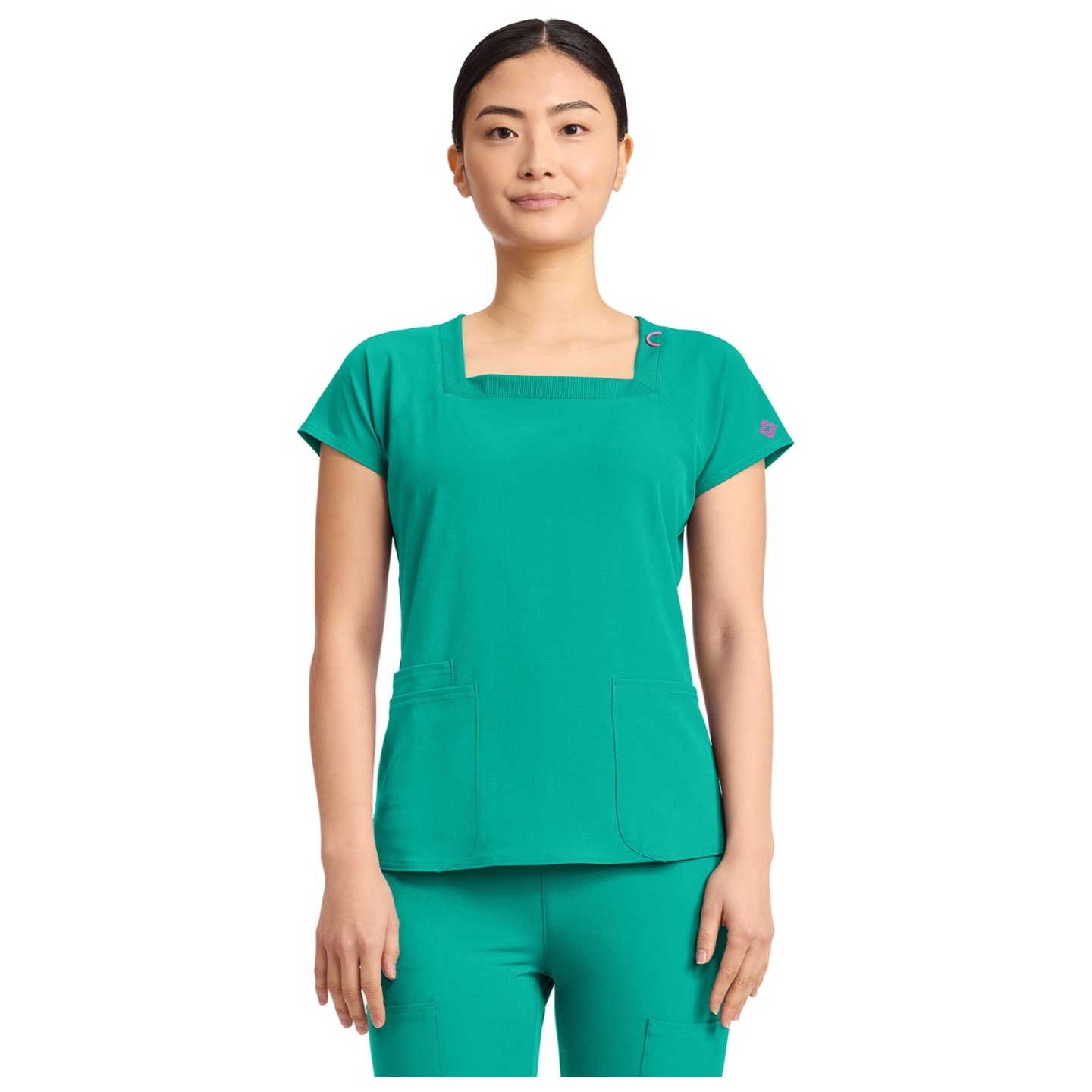 MC704 AMP Square Neck 3 Pocket Top by Med Couture