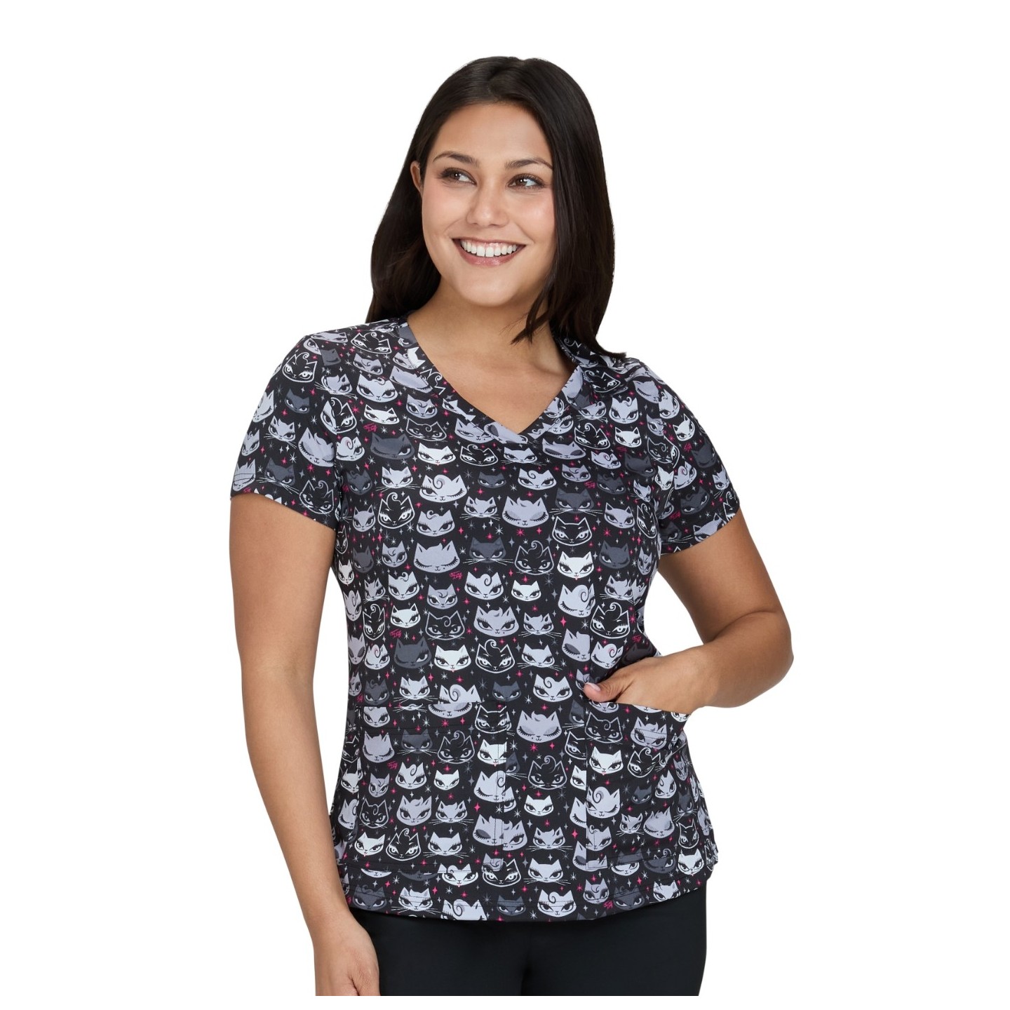 384PRA koi Artist Series Leslie Print Top - Billy Cat