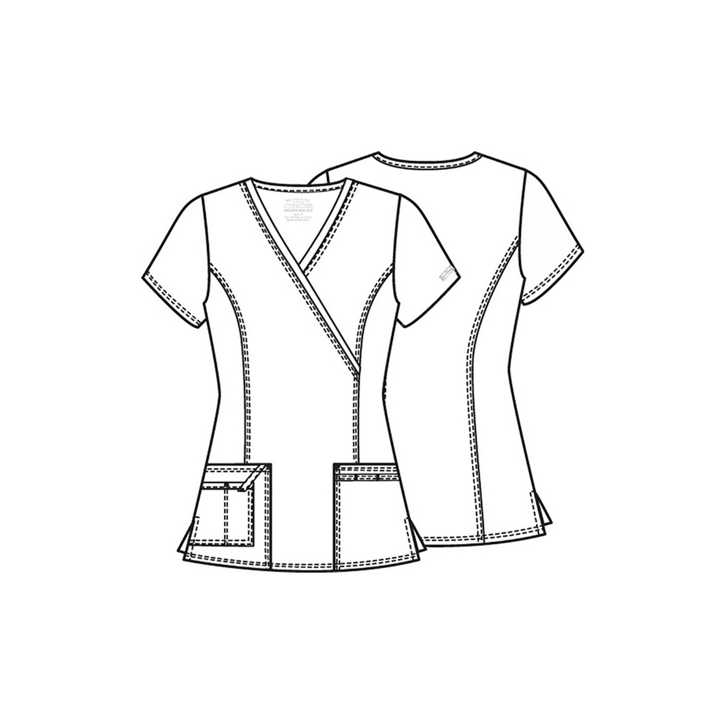 4728 Workwear Core Stretch Mock Wrap Top with 3 Pockets by Cherokee