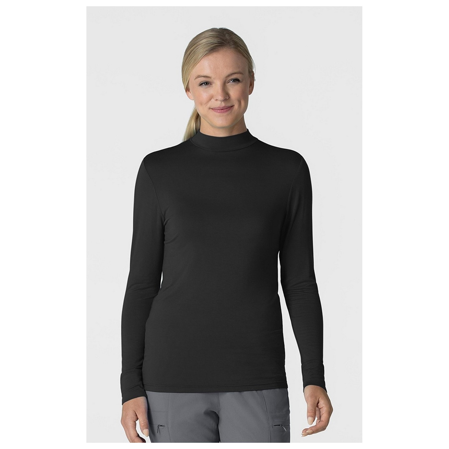2129 WonderWink Layers Women's Silky Mock Neck Long Sleeve Top