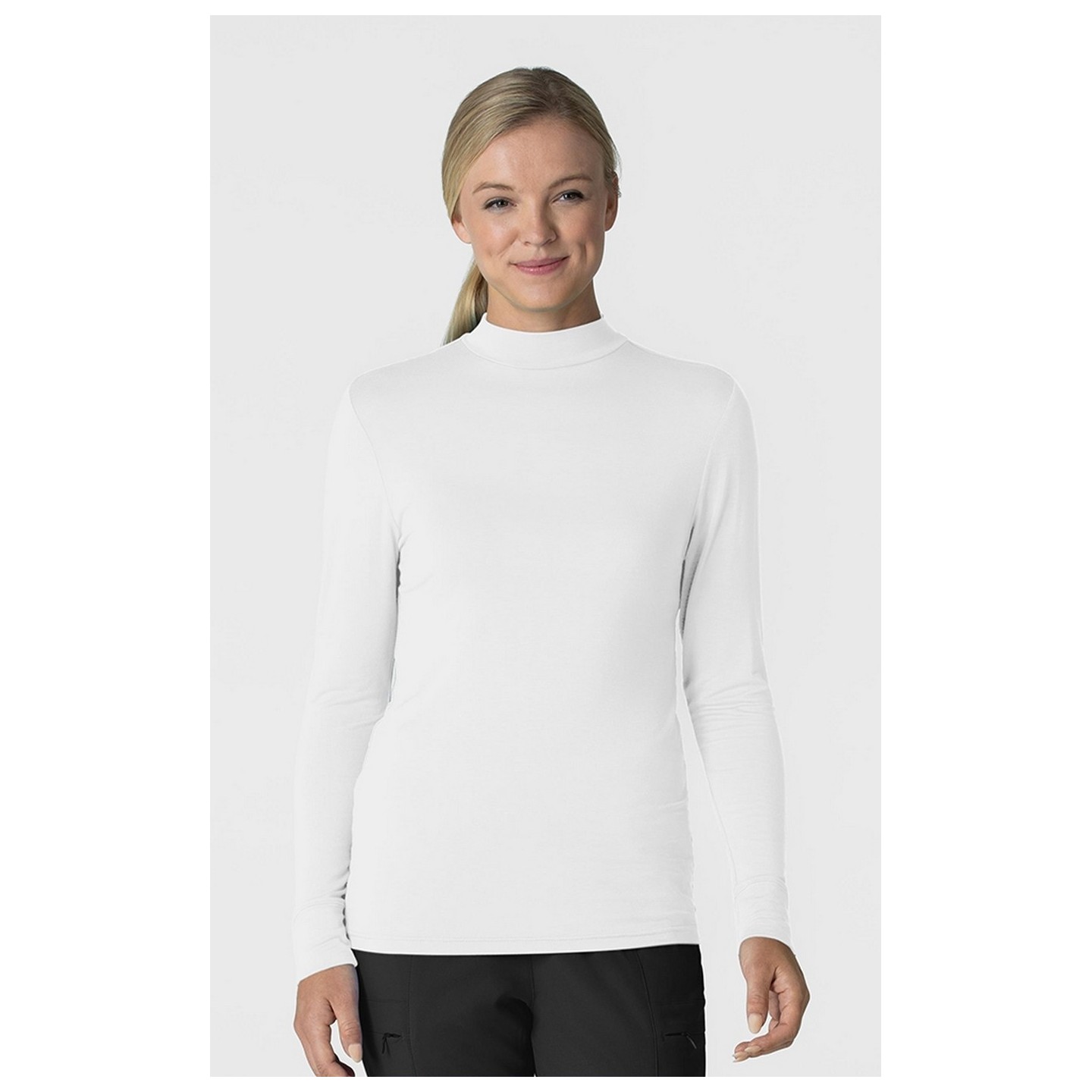 2129 WonderWink Layers Women's Silky Mock Neck Long Sleeve Top
