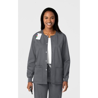 800 WonderWORK Unisex Snap Front Round Collar Jacket
