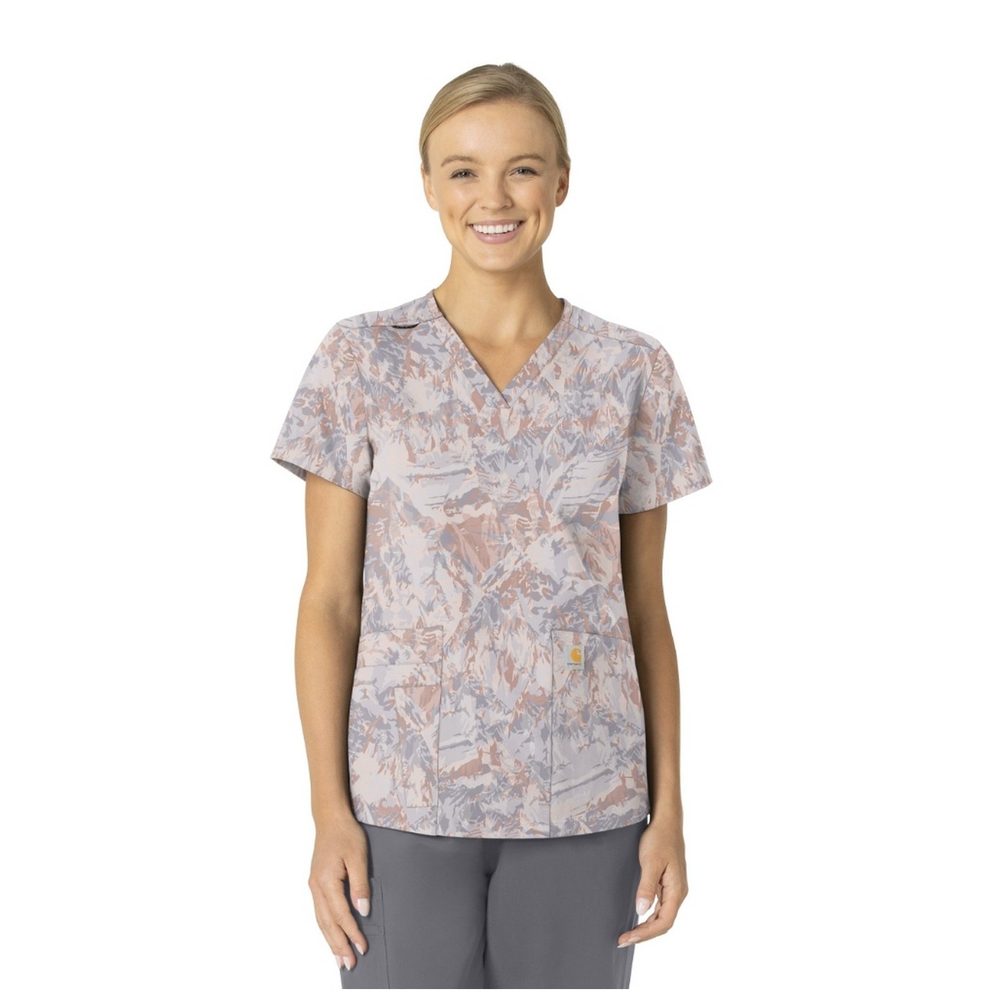 C13414 Carhartt 4 Pocket V-Neck Print Top - Snowy Ridges