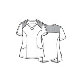 20302 Focus V-Neck Petal Back Hemline Top by Maevn 