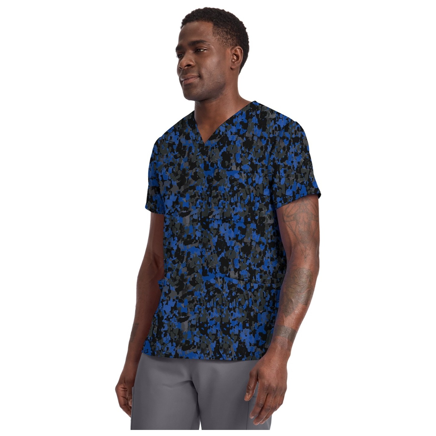 CK691 Unisex 4 Pocket Print Top by Cherokee - Dabbling In Paint